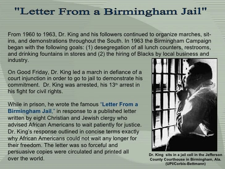 Letter birmingham jail jr text mlk dr analysis examples dependent king martin luther summary action